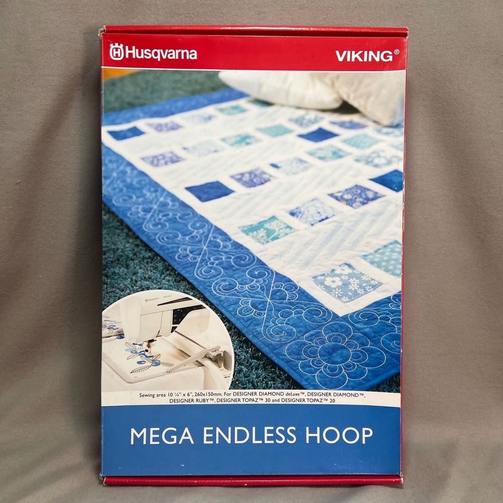 Husqvarna Viking Mega Endless Hoop Embroidery Attachment Sewing 260x150mm w/ CD